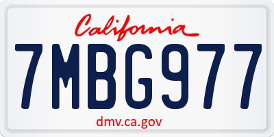 CA license plate 7MBG977
