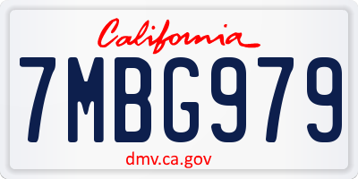 CA license plate 7MBG979