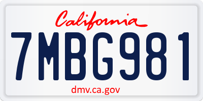CA license plate 7MBG981