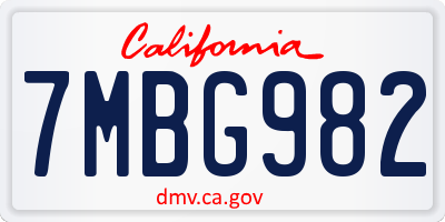CA license plate 7MBG982