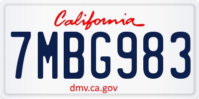 CA license plate 7MBG983