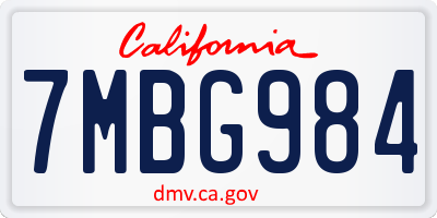 CA license plate 7MBG984