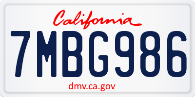 CA license plate 7MBG986