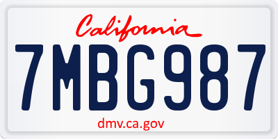 CA license plate 7MBG987