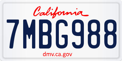 CA license plate 7MBG988