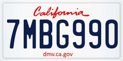 CA license plate 7MBG990