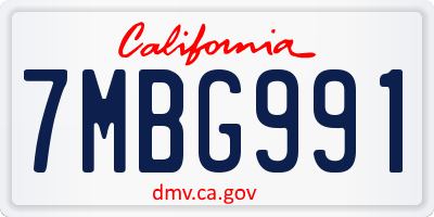 CA license plate 7MBG991