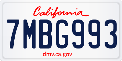 CA license plate 7MBG993