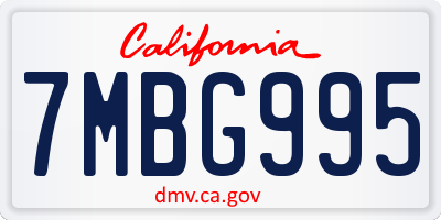 CA license plate 7MBG995
