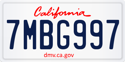 CA license plate 7MBG997