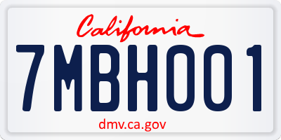 CA license plate 7MBH001