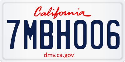 CA license plate 7MBH006