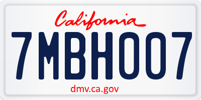 CA license plate 7MBH007