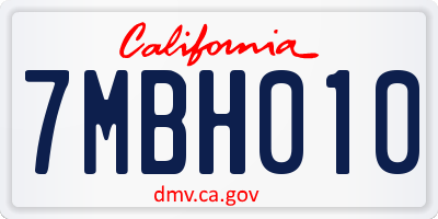 CA license plate 7MBH010