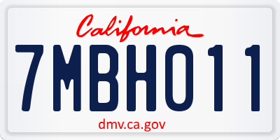 CA license plate 7MBH011