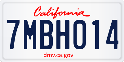 CA license plate 7MBH014