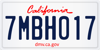CA license plate 7MBH017
