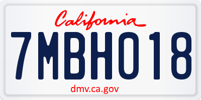 CA license plate 7MBH018