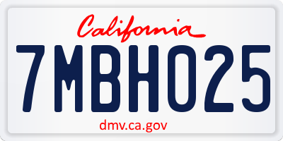 CA license plate 7MBH025