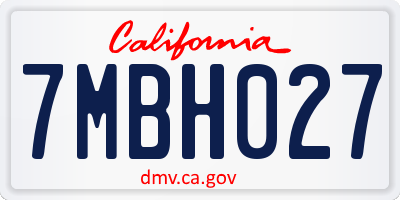 CA license plate 7MBH027