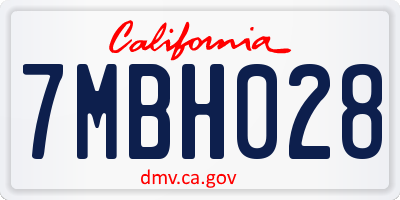 CA license plate 7MBH028