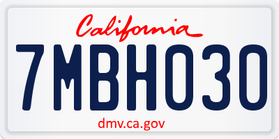 CA license plate 7MBH030