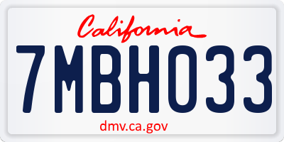 CA license plate 7MBH033