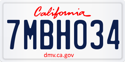 CA license plate 7MBH034