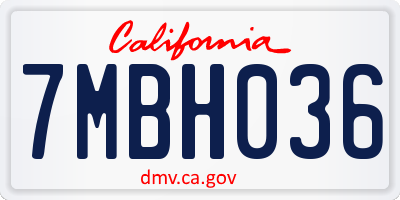 CA license plate 7MBH036