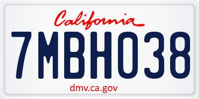 CA license plate 7MBH038