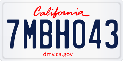 CA license plate 7MBH043