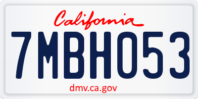 CA license plate 7MBH053