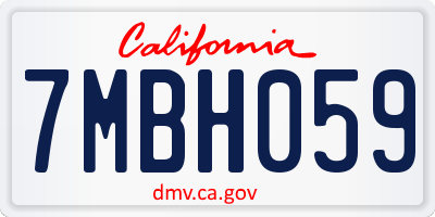 CA license plate 7MBH059