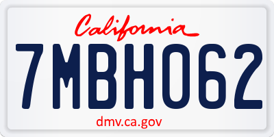 CA license plate 7MBH062