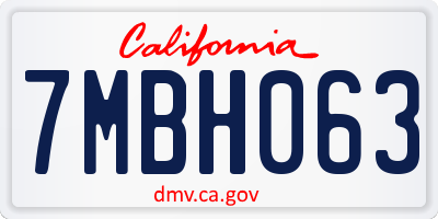 CA license plate 7MBH063