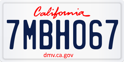 CA license plate 7MBH067