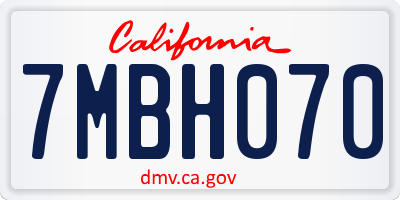 CA license plate 7MBH070