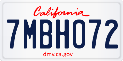 CA license plate 7MBH072