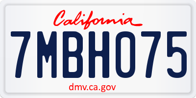 CA license plate 7MBH075
