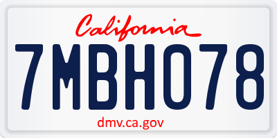 CA license plate 7MBH078