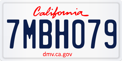 CA license plate 7MBH079