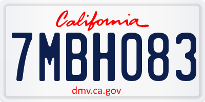 CA license plate 7MBH083