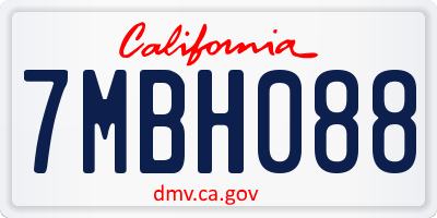 CA license plate 7MBH088