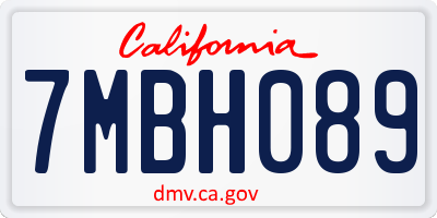 CA license plate 7MBH089