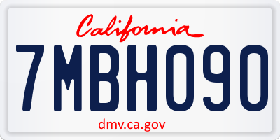 CA license plate 7MBH090