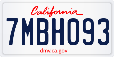 CA license plate 7MBH093