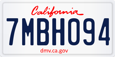 CA license plate 7MBH094