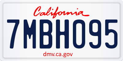 CA license plate 7MBH095