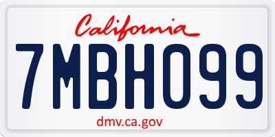 CA license plate 7MBH099