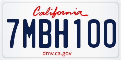 CA license plate 7MBH100